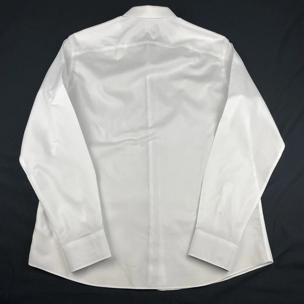 UNTUCKit Shirt Mens XL White w/Conrasting Blue Trim Wrinkle Free Regular Fit